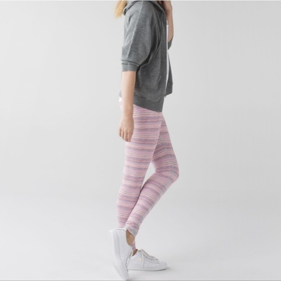 Lululemon Wunder Under Pant III Luxtreme Cyber Stripe Flash Light Menthol Size 2 - Picture 2 of 11